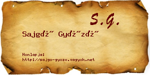 Sajgó Győző névjegykártya